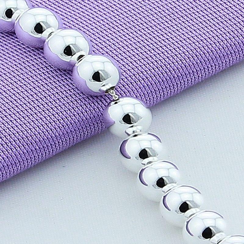 8mm glattes Perlenkettenarmband 925 Sterling Silber Schmuck