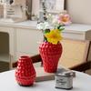 Vaso in Ceramica Fragola per Fiori Freschi o Secchi - Elegante Decorazione per la Casa e Ornamento per l'Ingresso