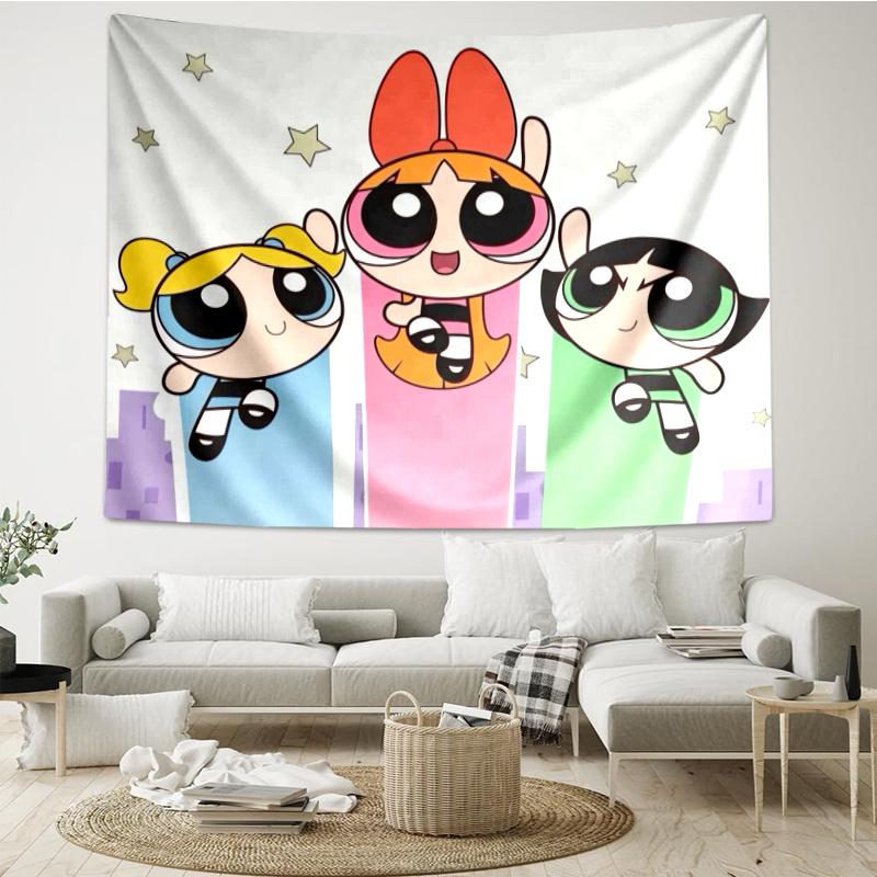 Powerpuff Wall Hanging Tapestry Wall Cloth Tapestries Decor Wall Bedroom Decoration