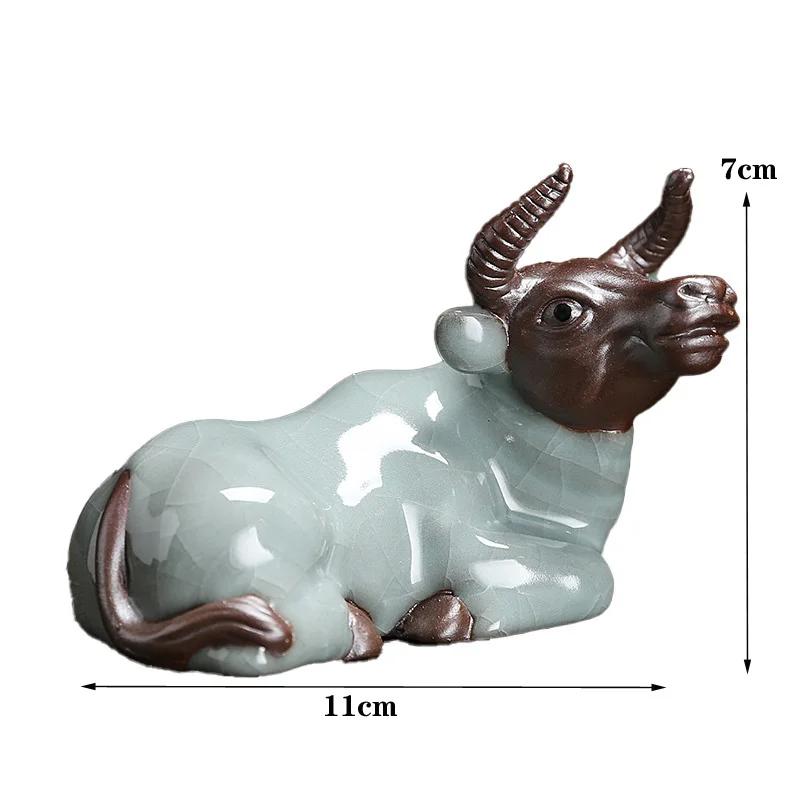 Creative Purple Clay Cattle Figurine Tea Pet Handmade Tea Ceremony Accessories for Home and Tea Table Decoration Ornament