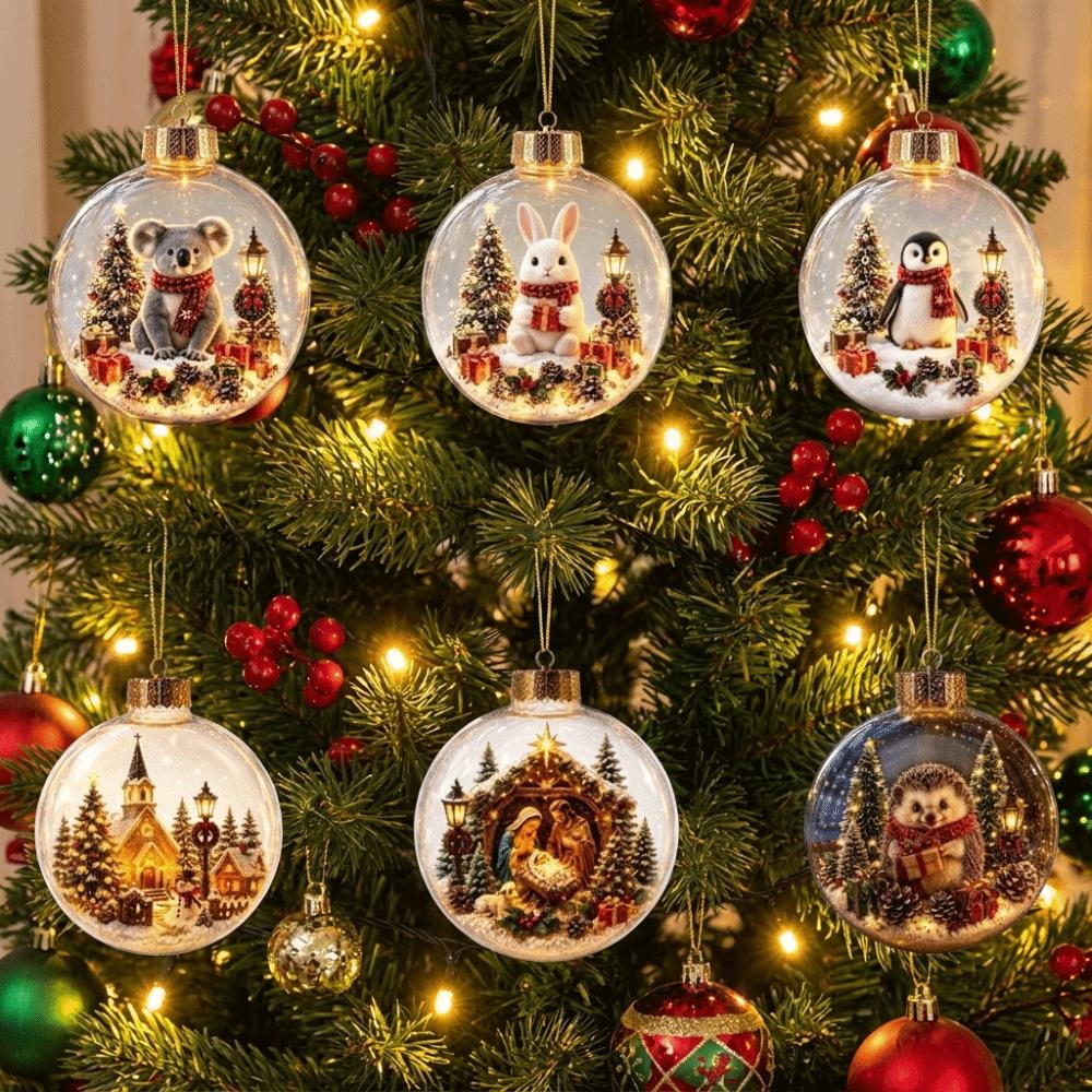 Acrylic Light-Up Christmas Ball Ornament Transparent LED Christmas Tree Globe Decor New Year