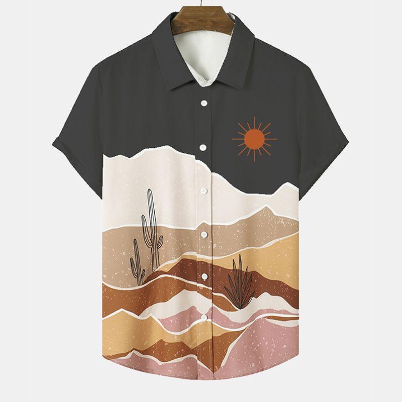 New summer casual hot sale D printing short-sleeved shirt Hawaiian shirt men's vacation seaside source