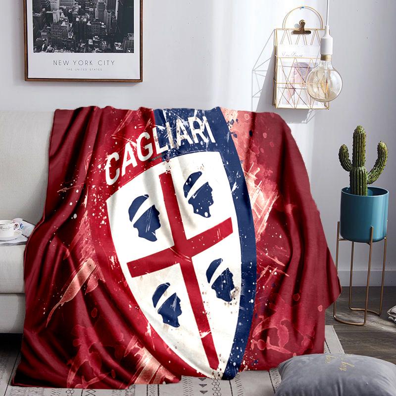 Cagliari Fußball Club Wappen Decken Flanelldecken Plüsch für Sofa Bett Geschenke für Männer Frauen Reise Picknickdecke Weihnachts-Fan-Geschenke