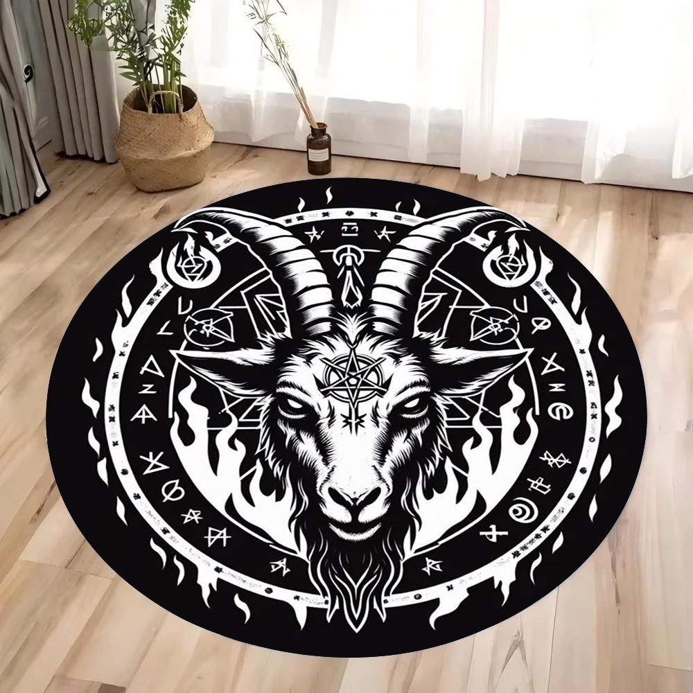 Magic Occult Runes Round Rug Runes From Hell Floor Mat Satanic Circle Carpet Witch Gothic Rug Rock Goth Home Decor