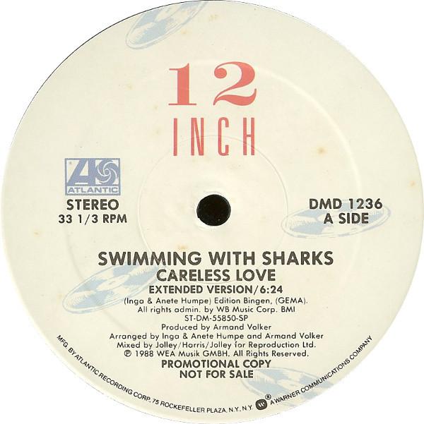 12-дюймовая пластинка SWIMMING SHARKS Careless Love DMD1236 Atlantic 1988 США Танцевальная Электроника Б/у