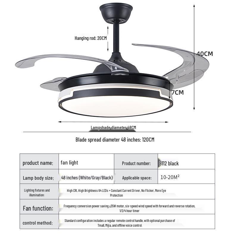 Modern Ceiling Fan with Variable Light for Living & Dining Rooms