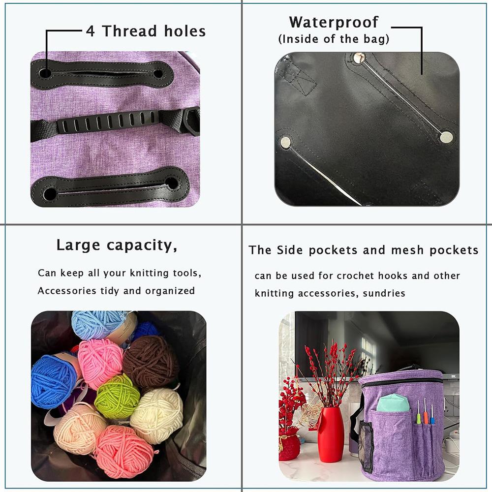 Aufbewahrungstasche für Strickwerkzeuge, Garn-Häkel-Organizer, Tragetasche, großes Fassungsvermögen, tragbar, mit Fronttasche für Garnnadeln und Haken