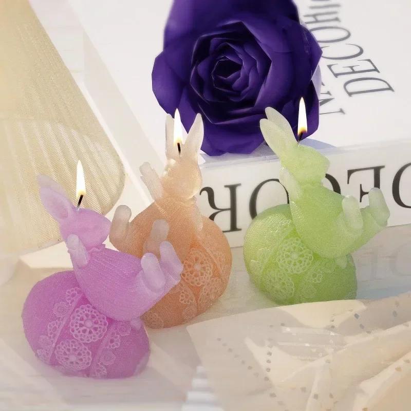Rabbit Shaped Candle Grinding Tool Shape Scented Candle Silicone Molds Dropping Glue Gypsum Home Decoration Ornament