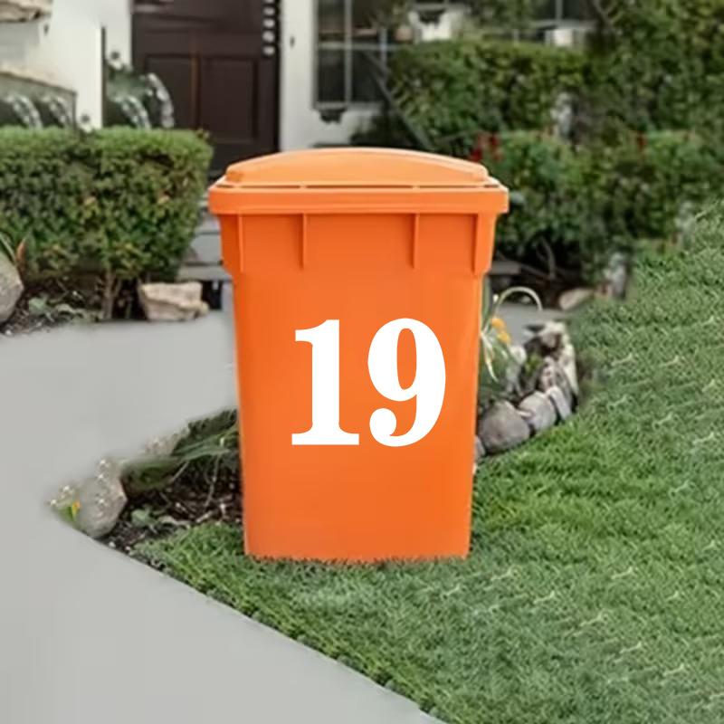 Wheelie Bin Stickers Self-Adhesive Trash Can Labels Pvc Number 0-9 Letters A-G Stickers Garage Car Bins Stickers Weatherproof