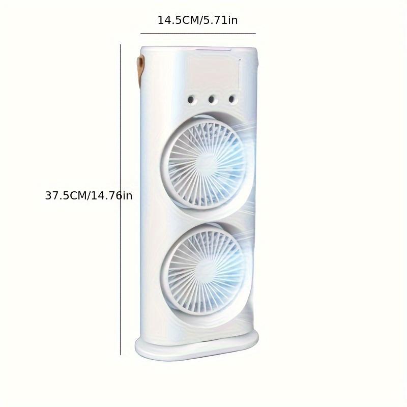 1PC USB Portable Dual Fan Air Cooler with Cooling Mist Humidifier Function Desktop High-Power Fan for Office, Dormitory Home Use