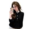 Elegant Chinese-Style Velvet Top with Black Lace Trim – Stunning Autumn/Winter Slimming Wear for Women