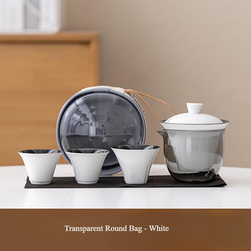 

Portable Outdoor Travel Tea Set with Lid and Bowl A Simple and Luxurious Teapot with Three Cups Teaware Sets