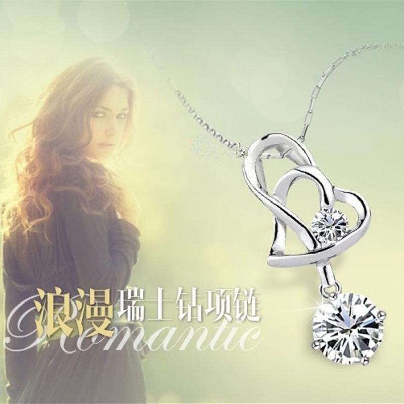 Korean Silver-Plated Heart Pendant Necklace