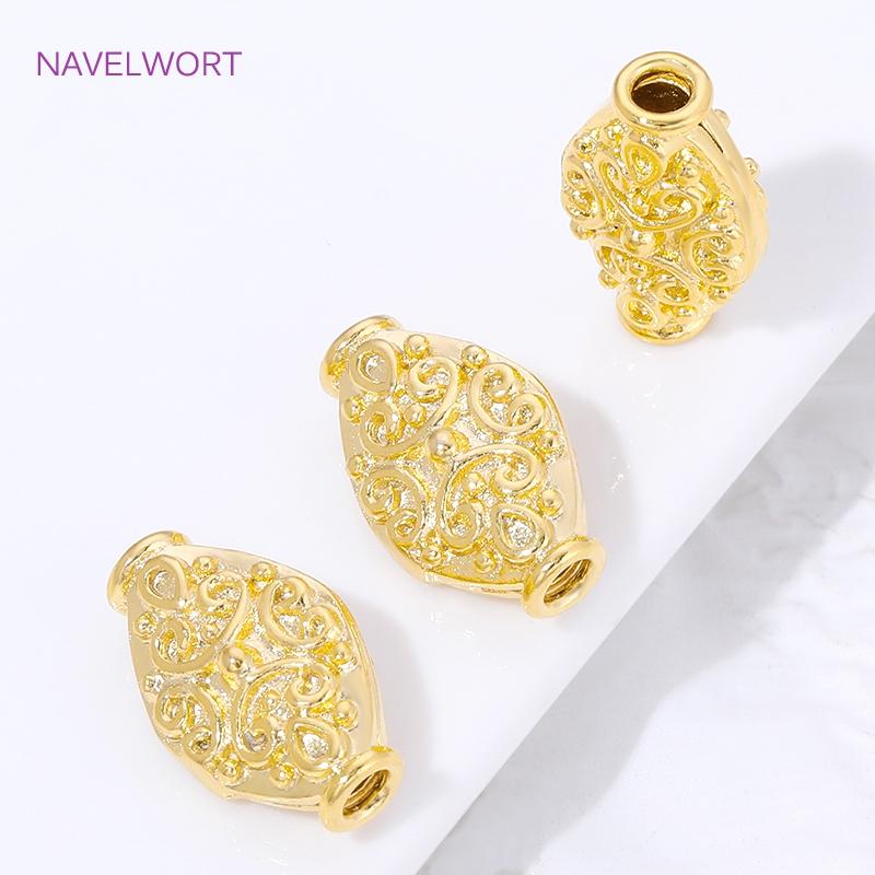 18K Gold Plated Oval Loose Beads Spacer Beads For Jewelry Accessories,Separator For Beads,DIY Bracelet Making Supplies
