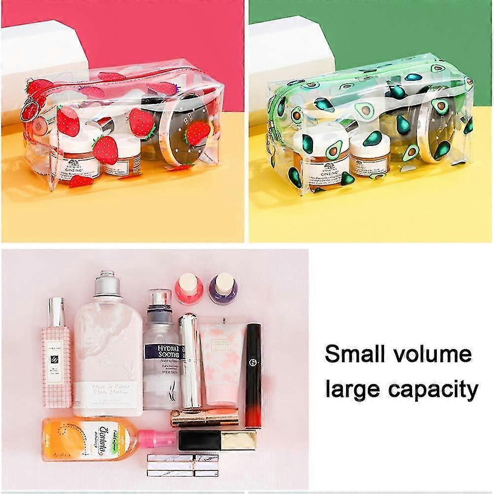 2 Pieces Of Transparent Pencil Case, Fruit Cosmetic Bag, Pvc Cosmetic Travel Bag