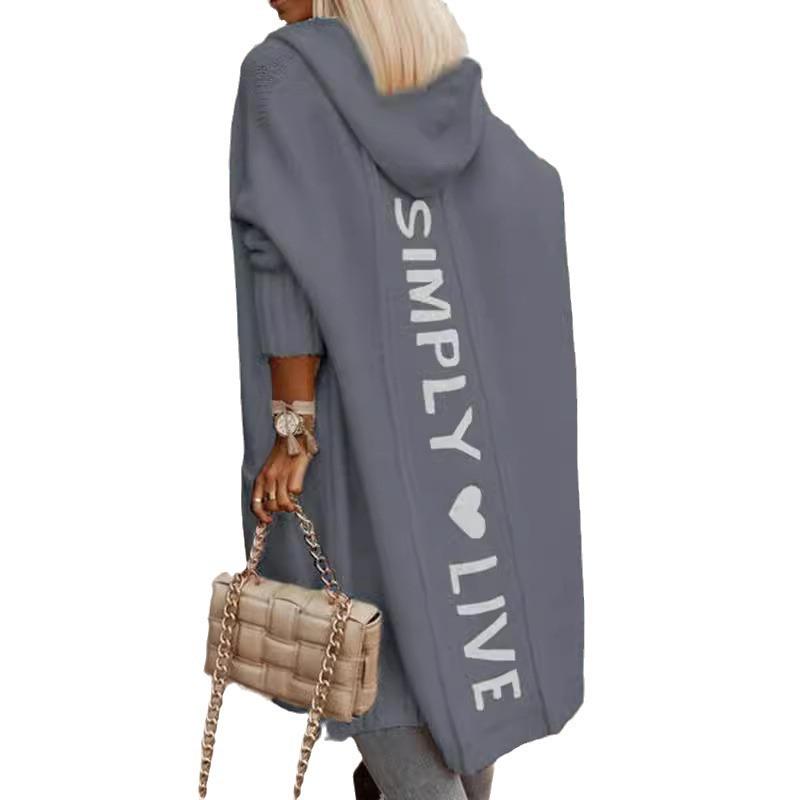 In Stock: Autumn/Winter Hooded Loose Knit Mid-Length Cardigan