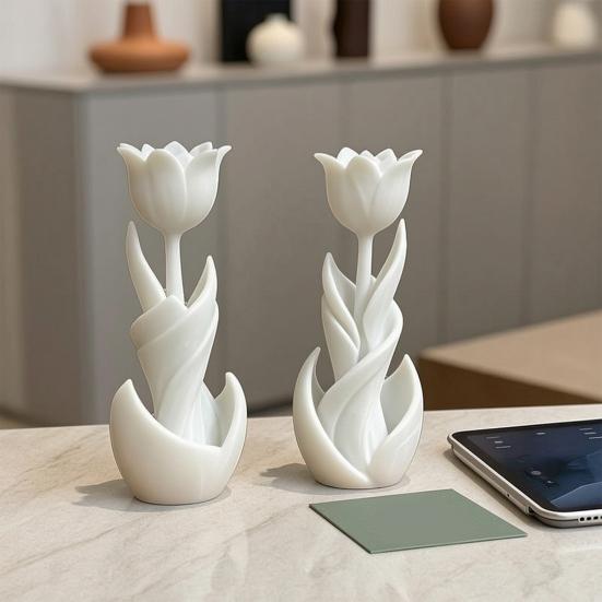 3D Printed Tulips Figurines Flowers Decor Single Tulip Bouquet Ornaments Mother's Day Tulip Gifts for Women On Anniversary Wedding Christmas