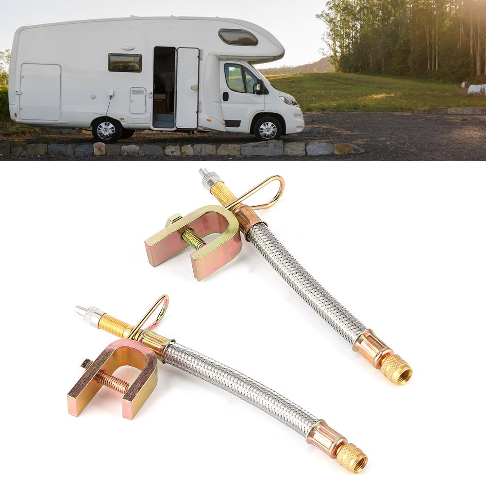 2Pcs Tire Valve Stem Extension Adaptor Stainless Steel Braided Hose Car Universal 150mm