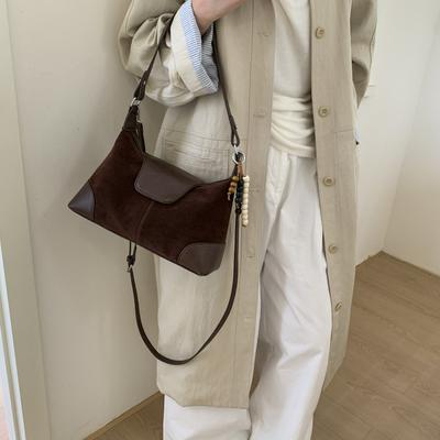 Large Capacity Retro Suede Underarm Bag Women's New Trendy Shoulder Bag Fashionable Versatile Commuter Tote Bag