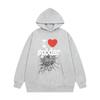 Unisex Oversized Hoodie With Spiderweb Print Fleece-Lined Cotton Blend Streetwear Style