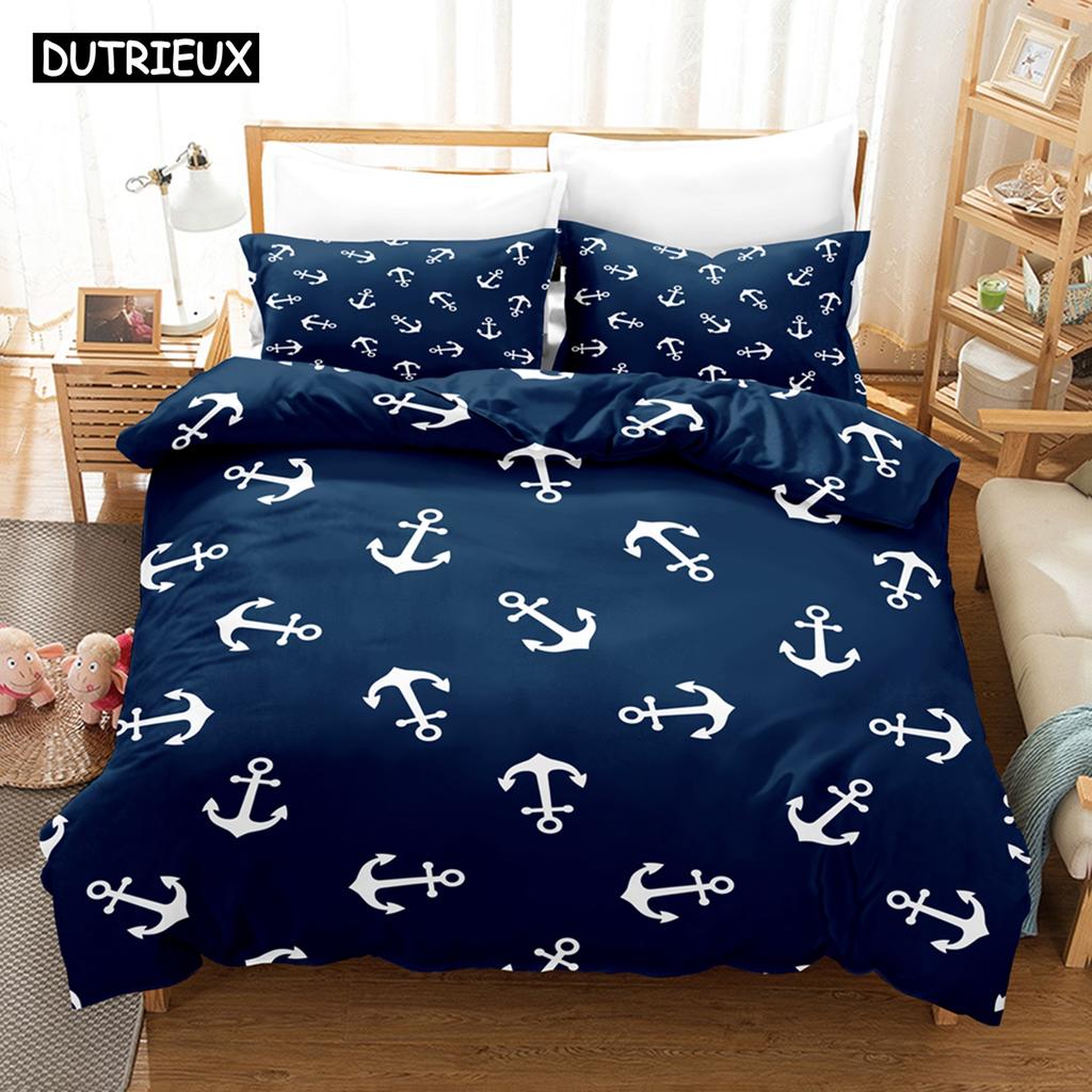 Nautical Ocean Anchor Bedding Sets 2022 Ocean Spirit Duvet Cover Bedding Set King Queen Bed Linen With Pillowcase Bedclothes