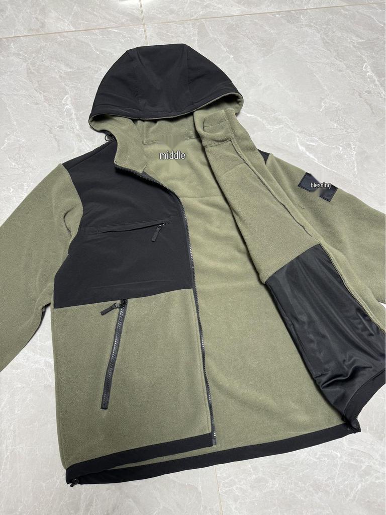 Barevná bunda s kapucí z jehněčí vlny – Sportovní fleecová streetová móda