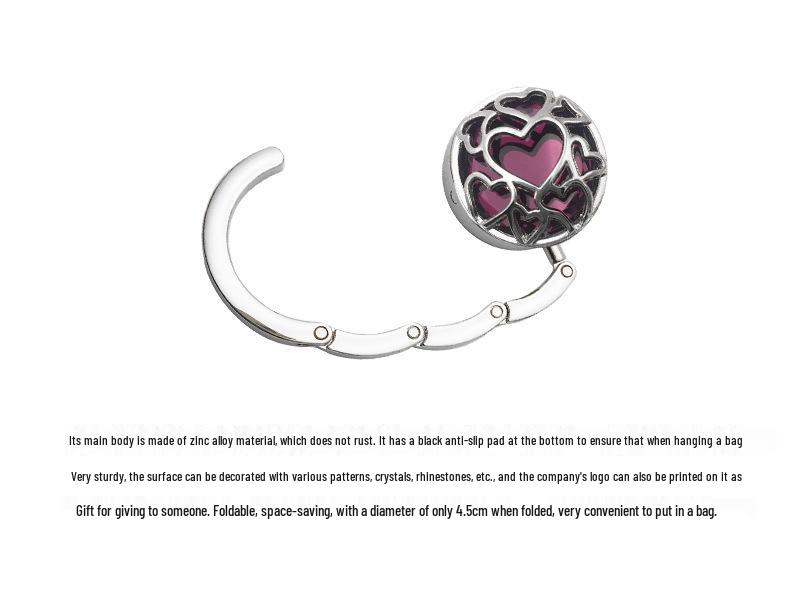 Heart-Shaped Crystal Mesh Folding Bag Hook