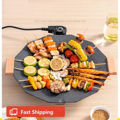 220V Elektrisk Grill Hushålls Stekpanna Non-stick Grillare Rökfri Grill Elektrisk Grillpanna 35 cm Diameter