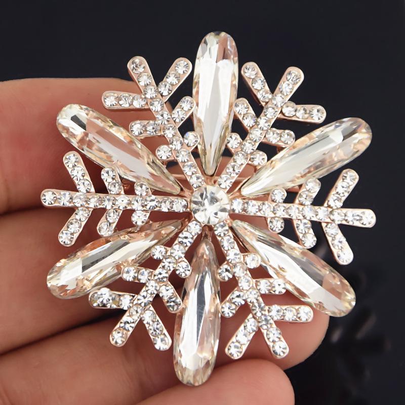 Exquisite Rhinestone Snowflake Brooch Pin - Elegant Lapel Accessory