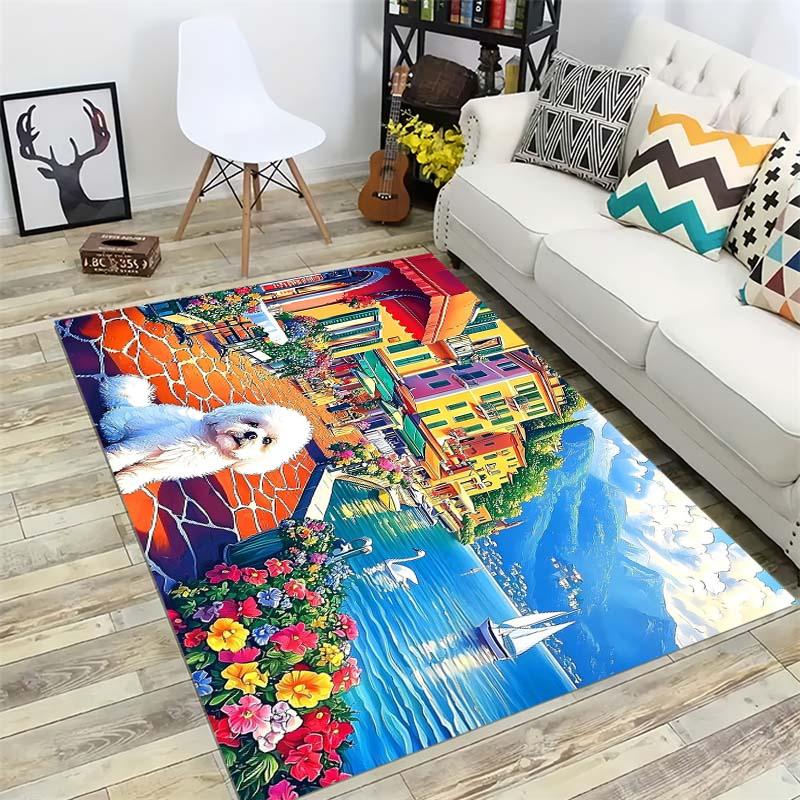 Cute Pets Dogs Cats Area Rug, Farm Animal Floor Mat