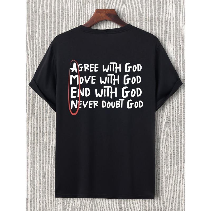 European Size Men'S Casual Round Neck Short Sleeve Knitted Fabric Alphabet Print T-Shirt