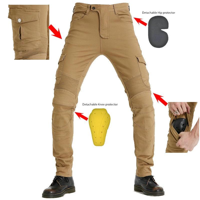 Men Women Motorcycle Riding Jeans Pants With CE Armor Protection Green Blue Black Camo Workwear Style