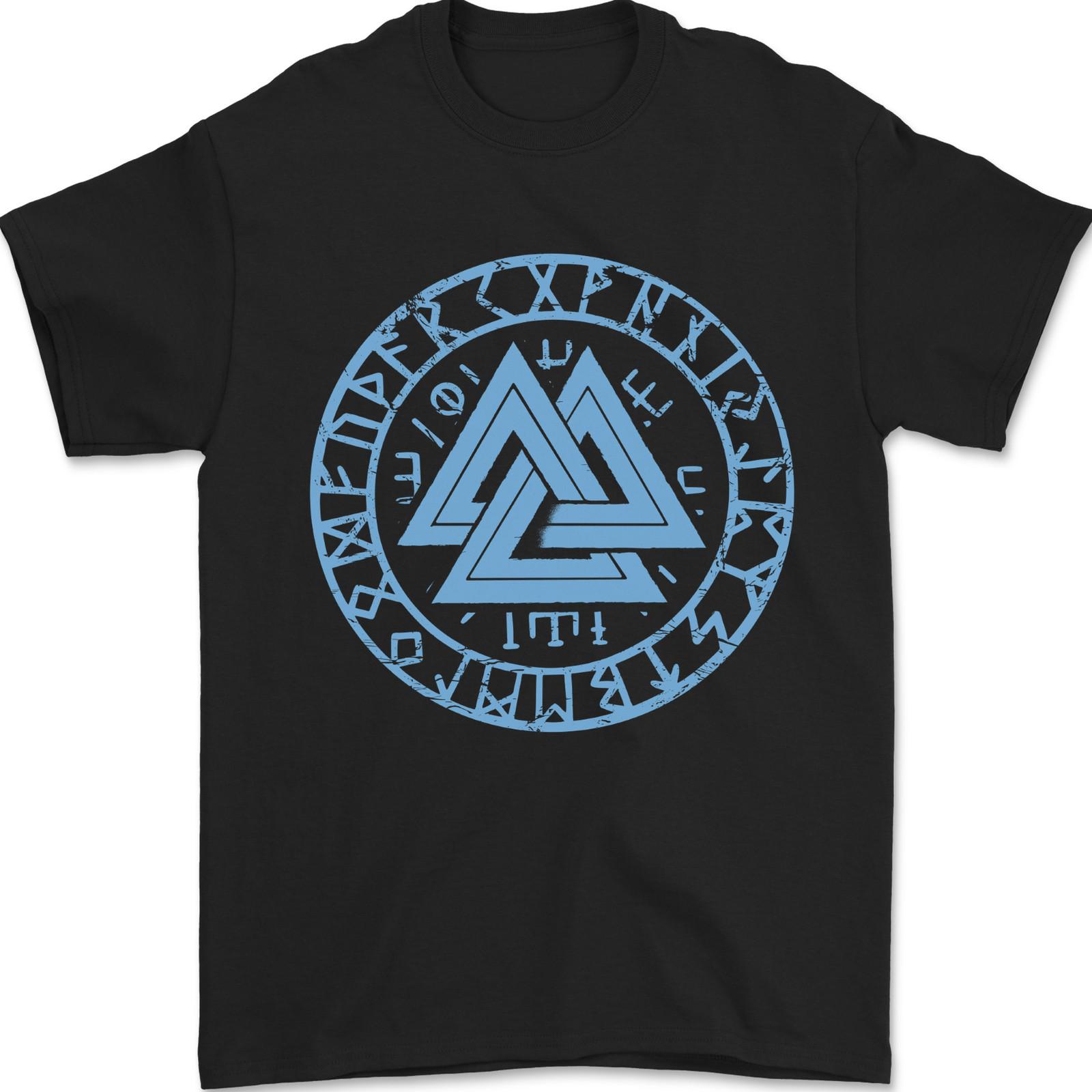 Valknut Circle With Viking Text Blue Print Mens T-Shirt 100% Cotton S разноцветный