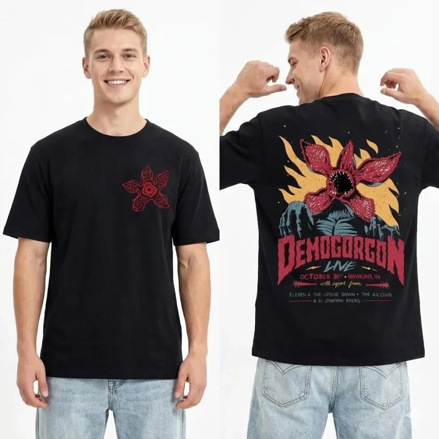 Vintage Demogorgon Cannibal Flower T-Shirt Men Women Horror Monster Graphic Tee 100% Cotton Oversized Harajuku Top