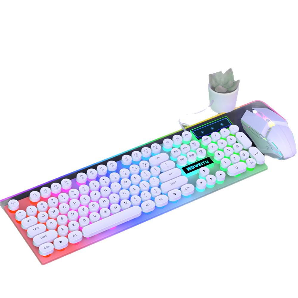 Retro Punk Luminous Wired Keyboard & Mouse Set for Gaming and Office Use