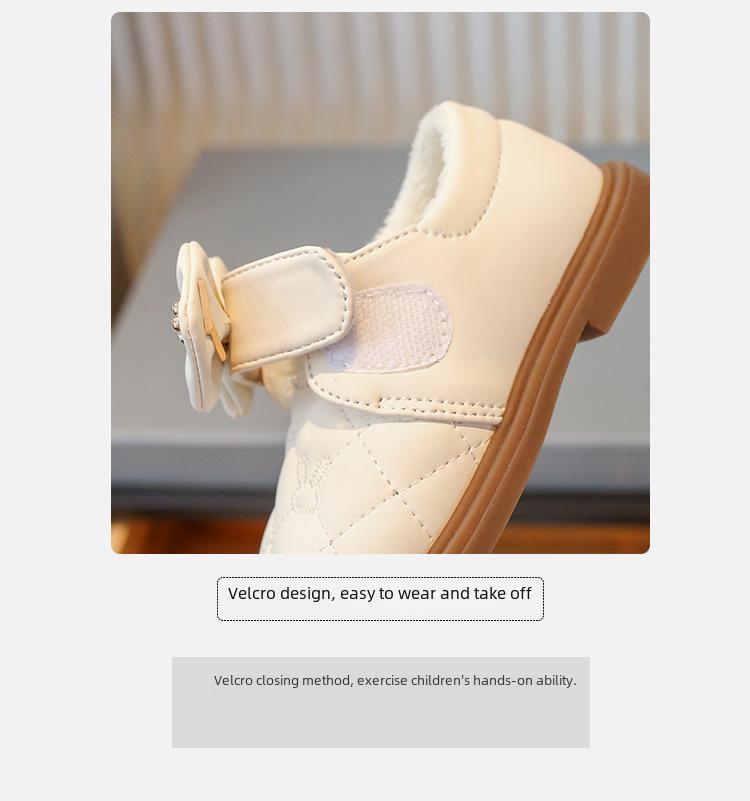 Mädchen Prinzessinnenschuhe mit Samtschleife – Weiche Sohle aus Leder für Herbst & Winter