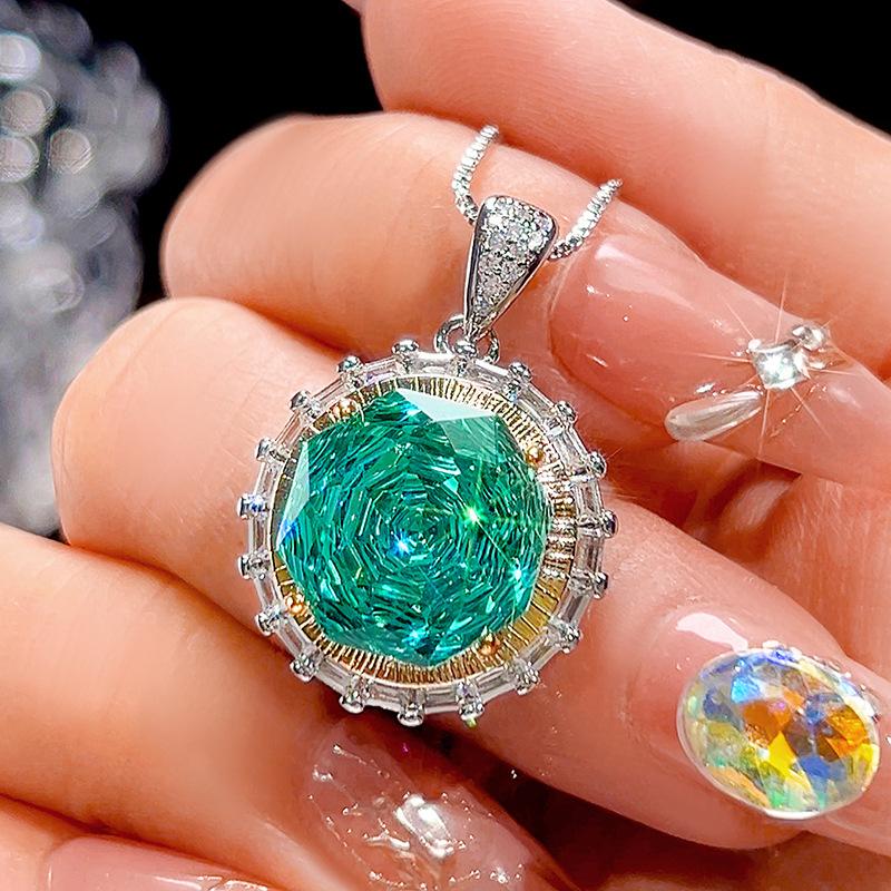 Jewelry Copper Bottom Gold-Plated Simulation Millennium Para Green Round Set Main Stone 14-10Mm