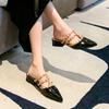 Fashion Baotou-low Heels Women's Fashion Pointy Shallow Mouth Color Rivets Set Foot Anti-slip Wear-resistant Slippers