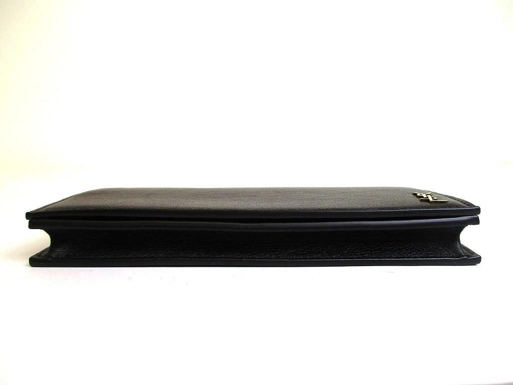 Authentic Saint Laurent YSL Tiny Monogram Black Grain Leather Flap Long Wallet #b150  Seller refurbished