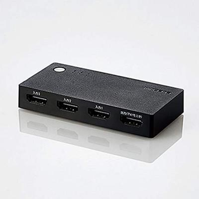 ELECOM HDMI 3 1 Black Switcher, Inputs, Output, Cable-less Model, DH-SWL3BK