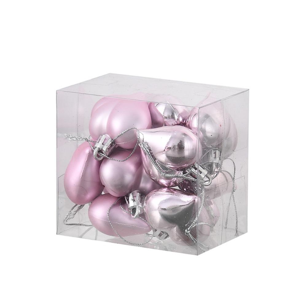 12 STÜCKE Kunststoff Herz Kugel Ornamente Set 4,5CM Weihnachtskugeln Hängendes Herz Kugel Anhänger Weihnachten