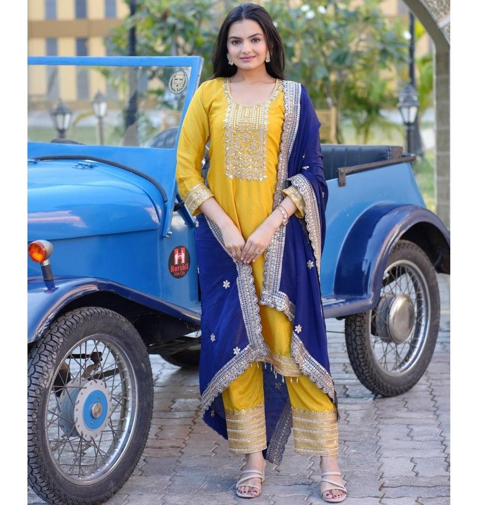 Indian Pakistani Salwar Kameez Designer Party Wear Women Kurta Pant Dupatta Set Dress