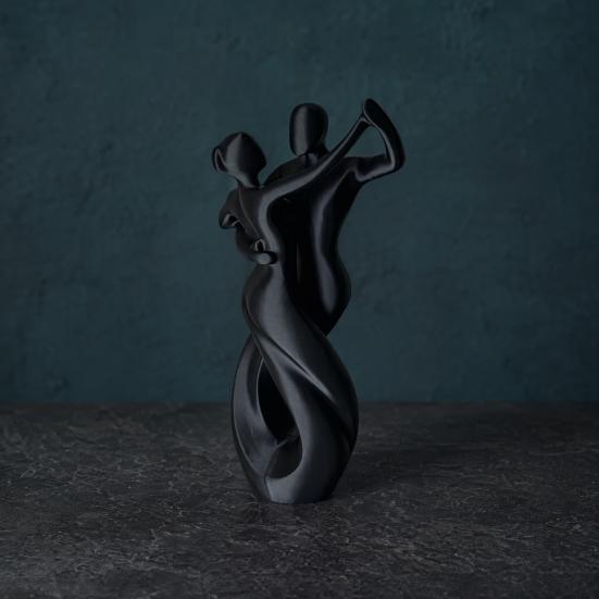 Yousheng 3D Printing Art Ornament, Matte Black Dancing Couple Model, Abstract Tango Dance Statue, with Stable Base Figurine for Home