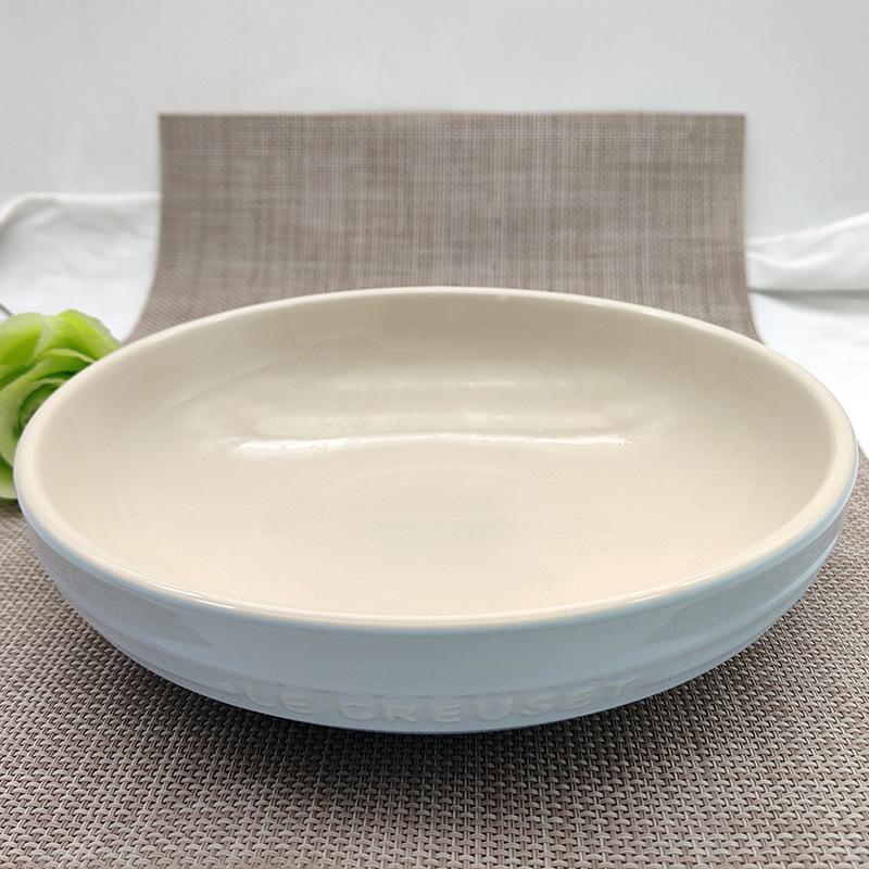 1PC High Temperature Ceramic Tableware French Gradual Change Color Color English Relief Practical Plate Deep Plate Home Kitchen