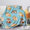 Shiba Inu Tryckt Filt Tecknad Mjuk Varm Sherpa Fleece Filtar Plädar för Säng Spjälsäng Soffa 100x120cm Baby Flickor Pojkar Barn Gåva