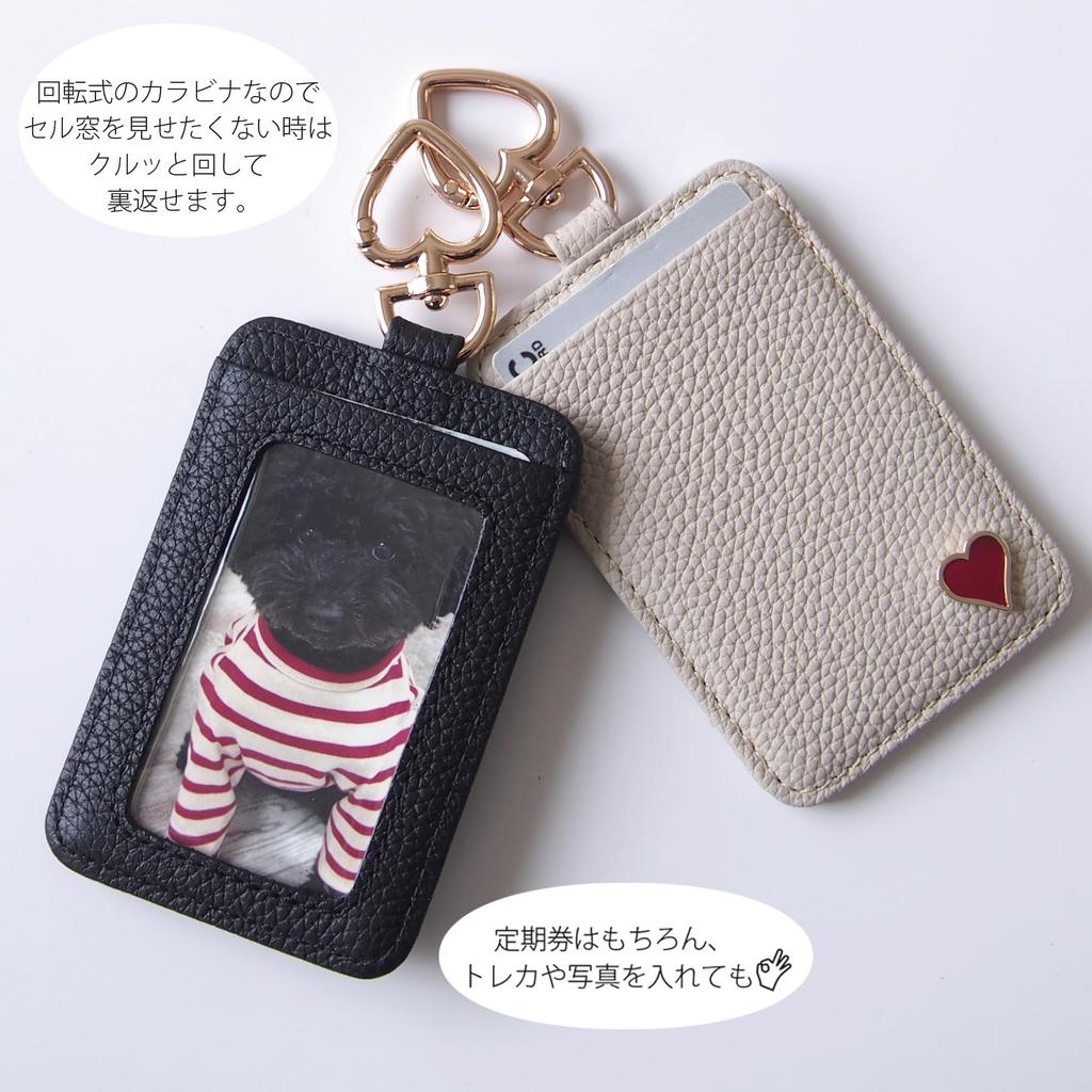 Porte-cartes Leathertone pour femme en cuir véritable avec breloque cœur, peut contenir 2 cartes IC, et présente un joli design en pierre naturelle. Une pièce d'identité élégante et chic