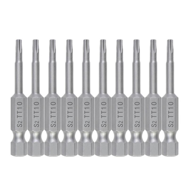 10Pcs 50mm Blossom Head Screwdriver Bit Set 1/4inch Hex Security Screwdriver Drill Magnetic Screwdriver Bit Tool