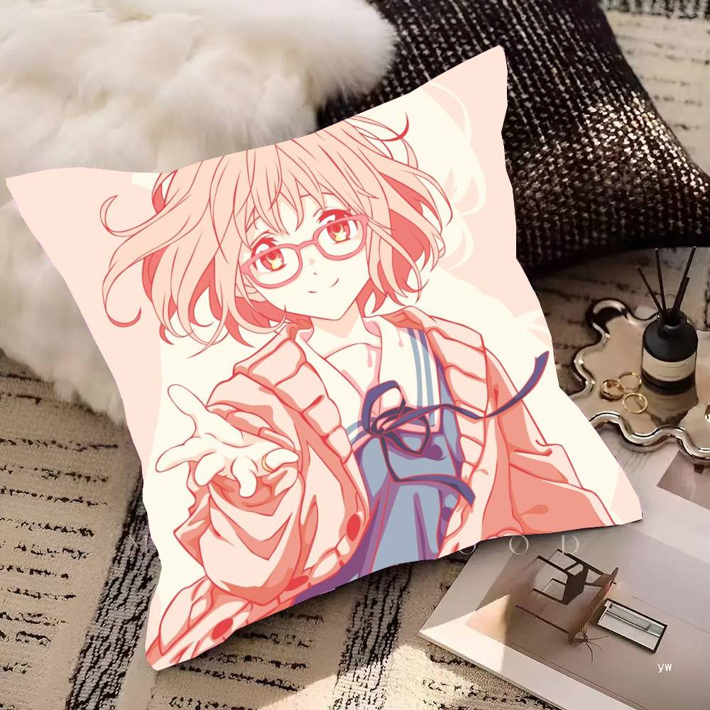 Kuriyama Mirai Animation Kyoukai No Kanata Pillow Case Fashion Square Pillowcase Bedroom Sofa Room Ins Decoration Leisure