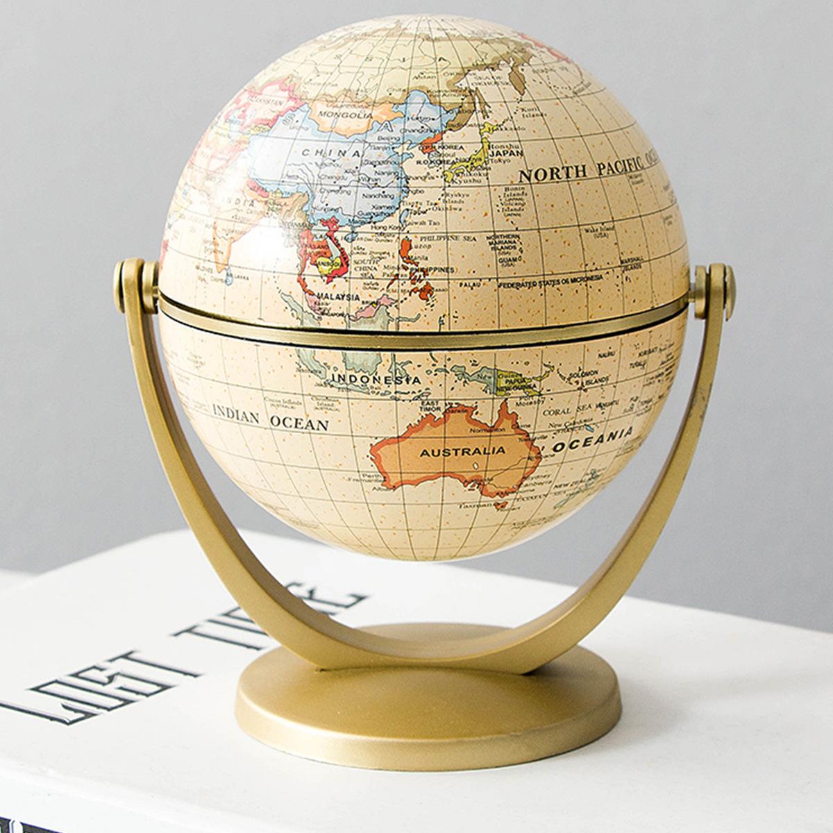 Geography Teaching World Map Globe 10cm Plastic & Metal Educational School Home Decor Desktop Globe