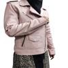 NOORA Women's Baby Pink Lambskin Leather Jacket | Quilted Designer Biker Leather Jacket | Shinny Winter Jacket